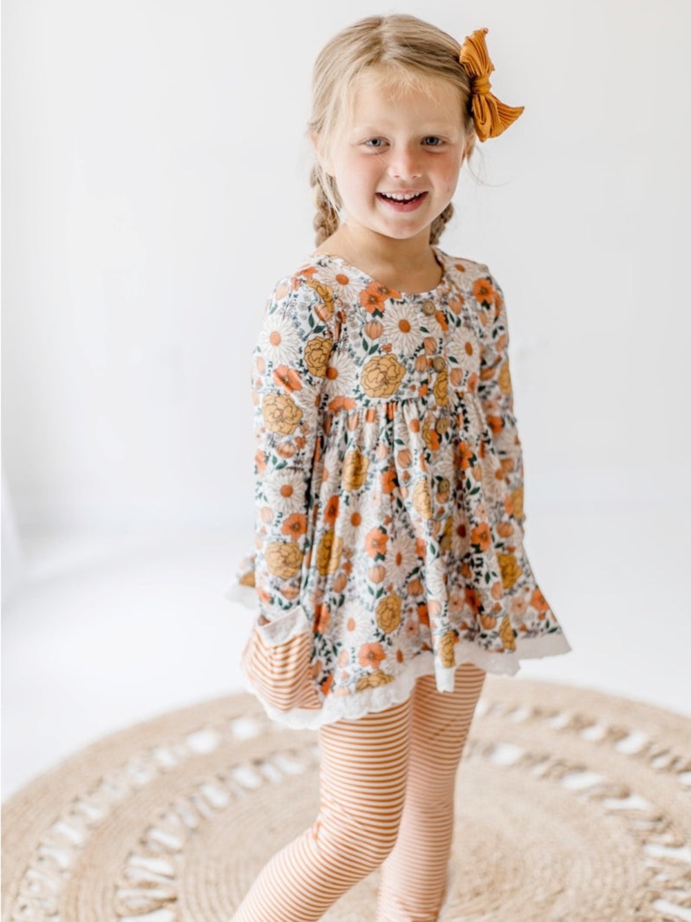 Cheeky Plum Terra Cotta Floral Cora Play Chore Pocket Top Sz 10 Cottage Prairie
